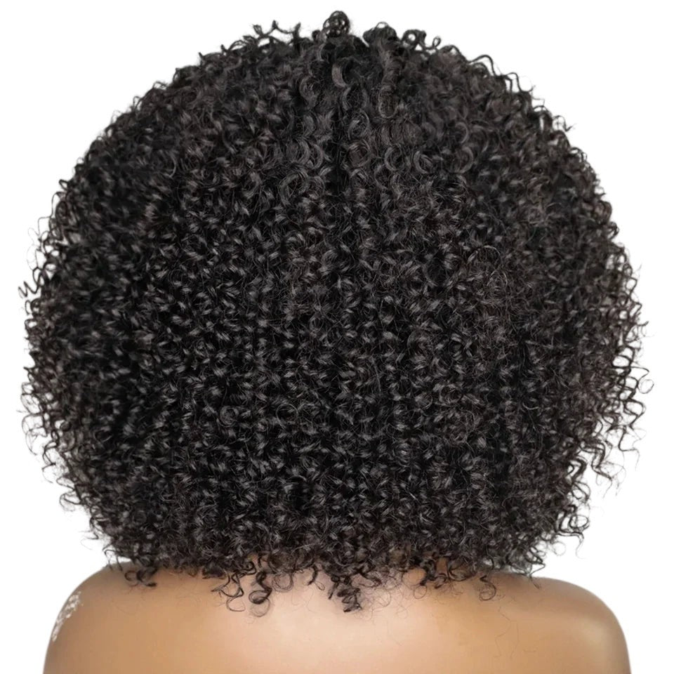 RitzWigs short afro kinky curly human hair wig with high density volume and natural black texture