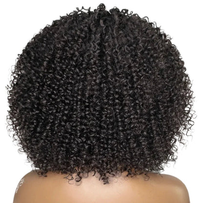 RitzWigs short afro kinky curly human hair wig with high density volume and natural black texture