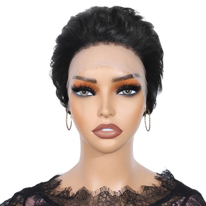 RitzWigs short black pixie cut lace front human hair wig on a mannequin head