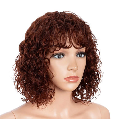 RitzWigs short curly bob wig in burgundy T1B/99J colour, made from Brazilian Remy human hair with natural waves.