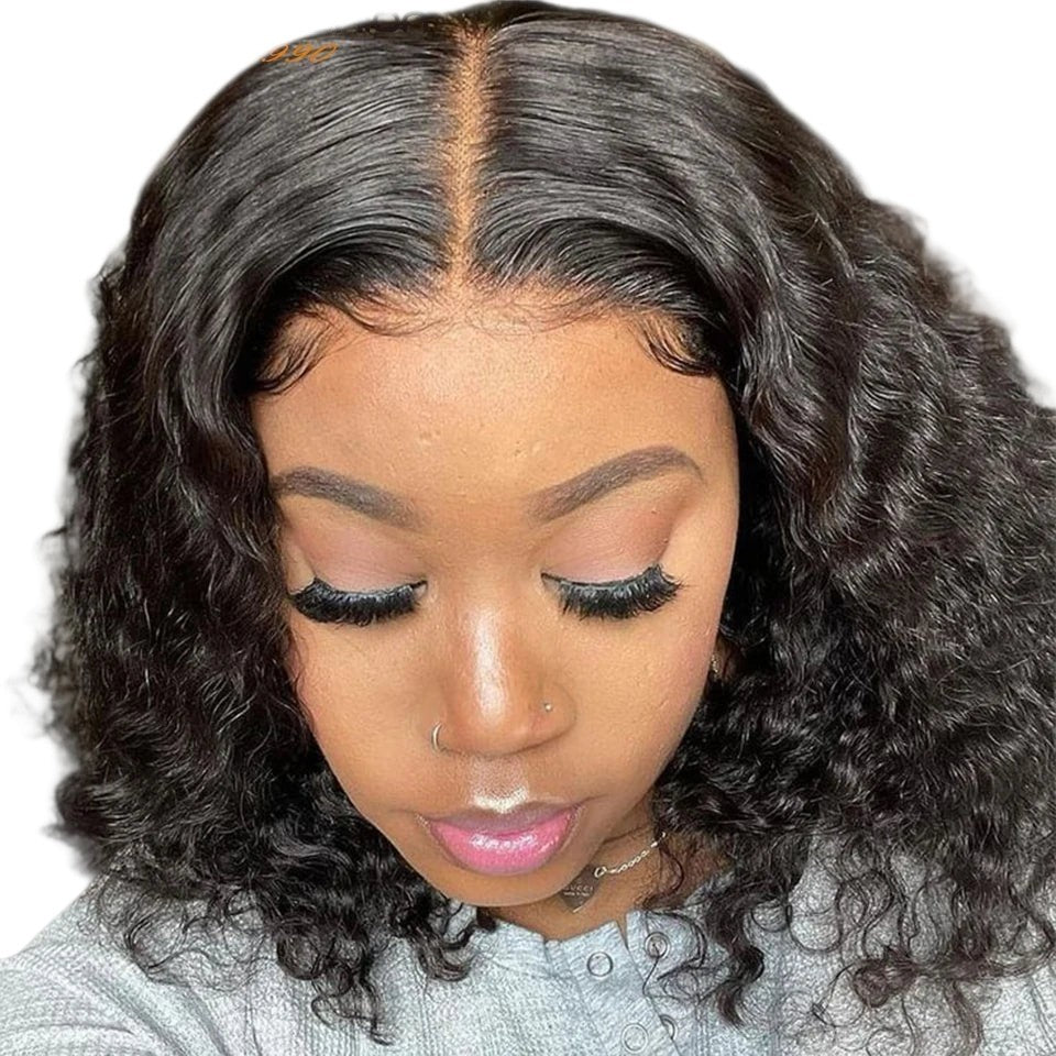 RitzWigs short deep wave bob lace front wig with natural hairline on a model