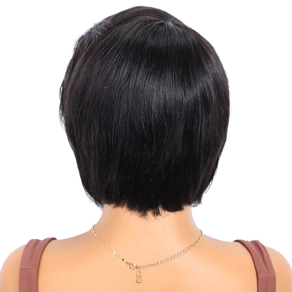 RitzWigs short straight black human hair bob wig viewed from the back on a mannequin