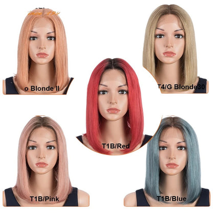RitzWigs collection of short straight bob human hair wigs in various ombre and solid colours on mannequin heads