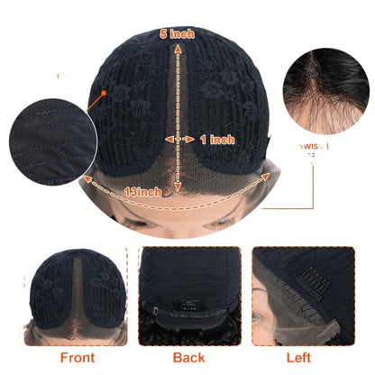 RitzWigs short straight bob human hair wig cap construction featuring Swiss lace, elastic net, and hand-tied lace line.