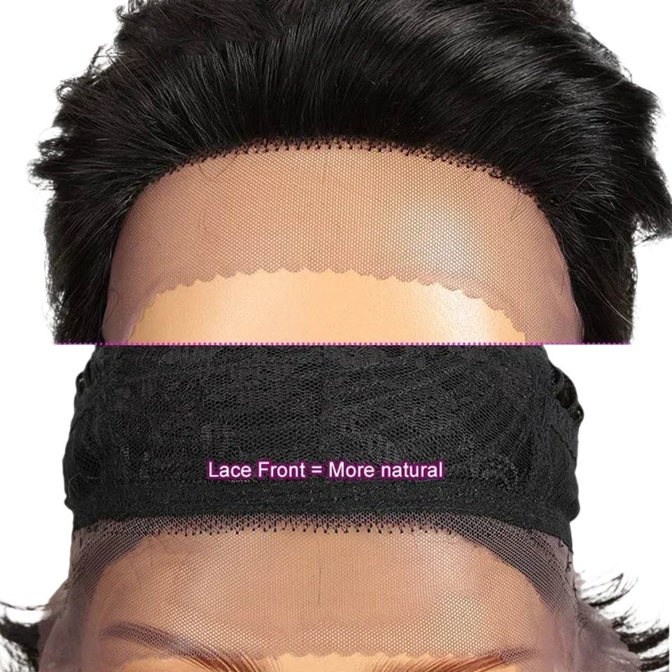 RitzWigs short straight pixie cut human hair wig with a natural-looking Swiss lace front cap construction