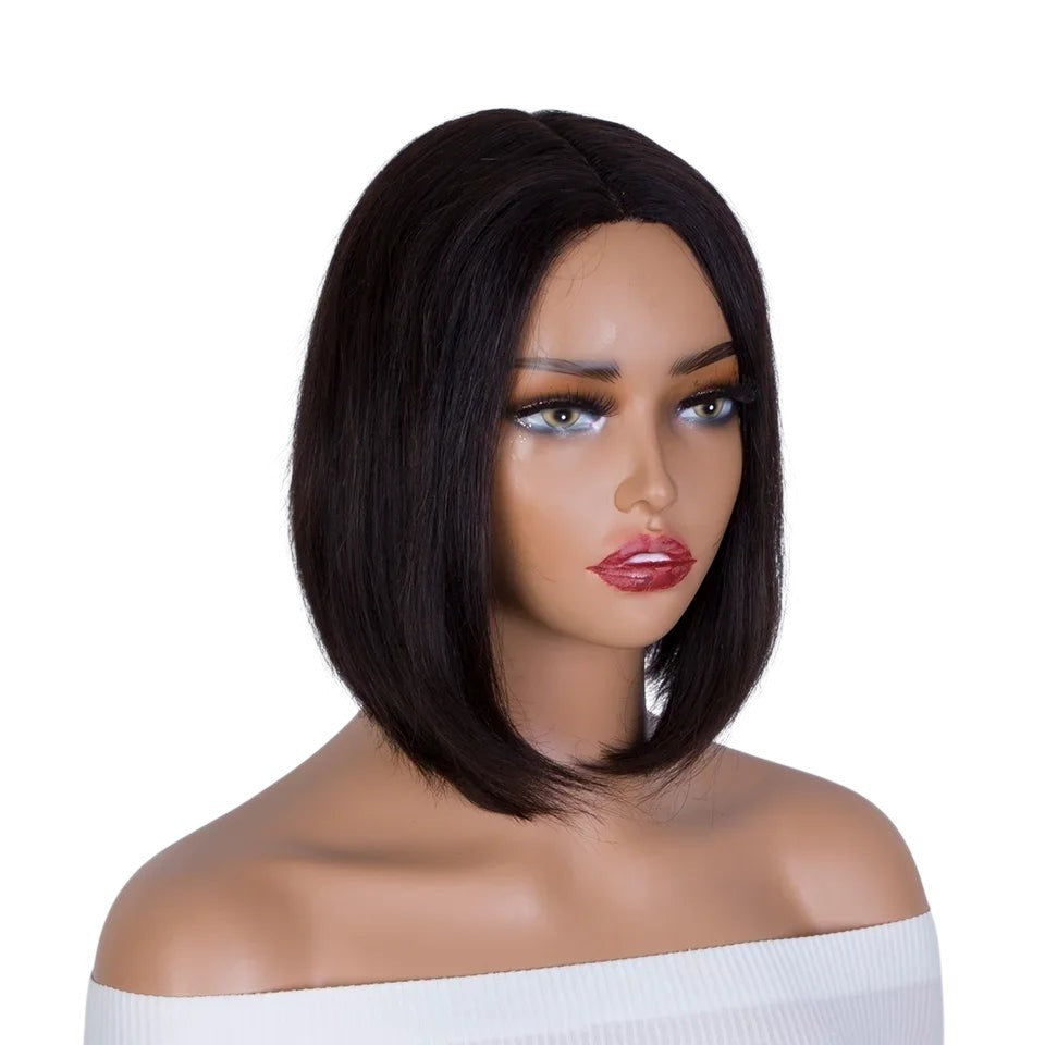 RitzWigs Brazilian straight black bob human hair wig on a mannequin with a natural lace part
