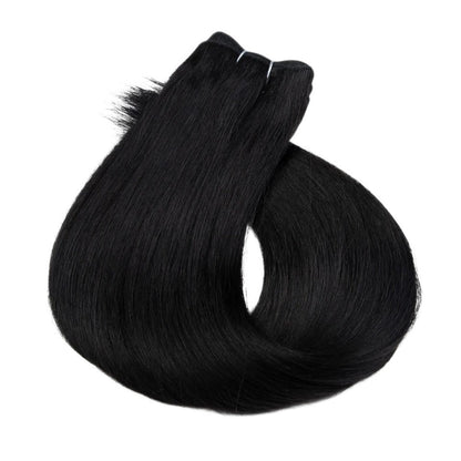 RitzWigs straight black human hair weave bundle with a machine double weft for hair extensions