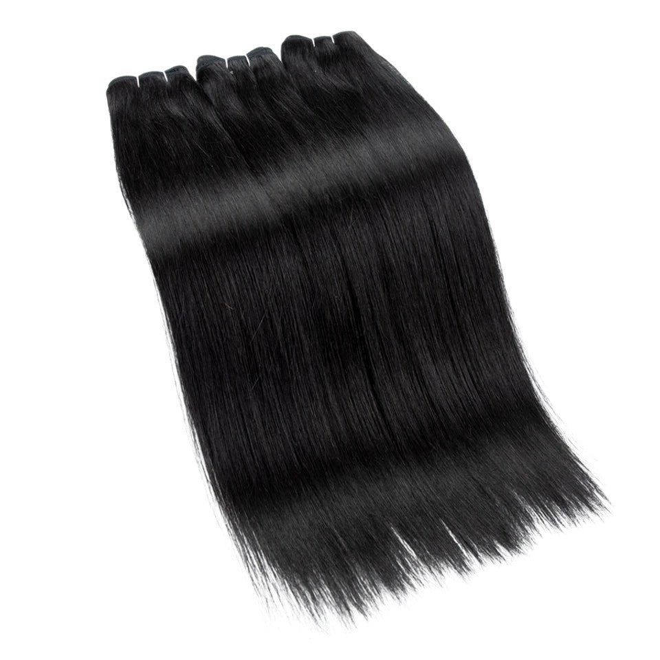 RitzWigs straight black human hair weave bundles with machine double weft for a smooth and natural look