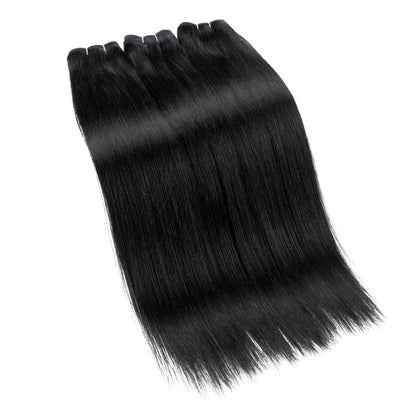 RitzWigs straight black human hair weave bundles with machine double weft for a smooth and natural look