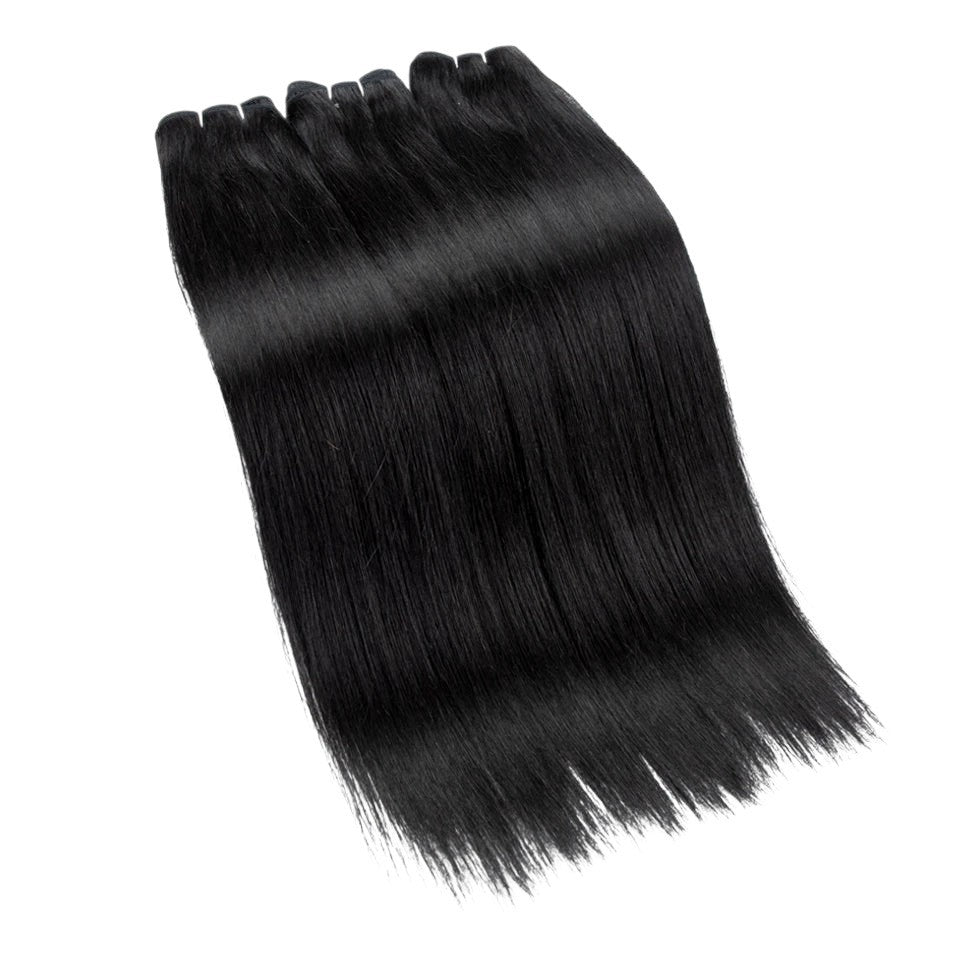 RitzWigs straight black human hair weave bundles with machine double weft for a smooth and natural look