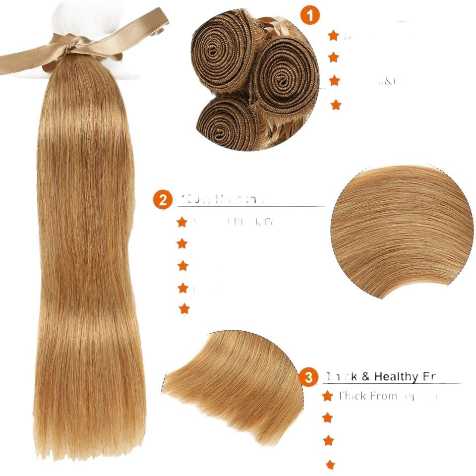 RitzWigs straight Brazilian human hair bundles in a light brown blonde shade with machine double weft construction.