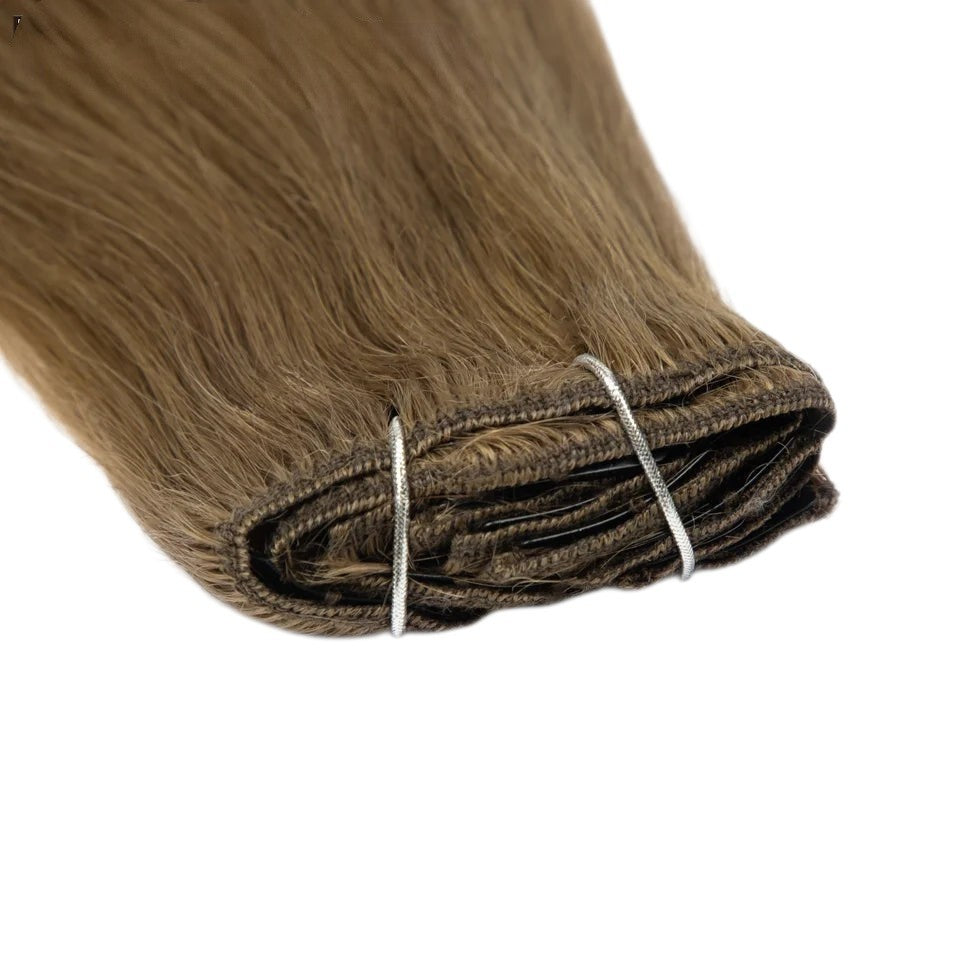 RitzWigs straight brown human hair extensions with secure clip-in wefts for a full head set