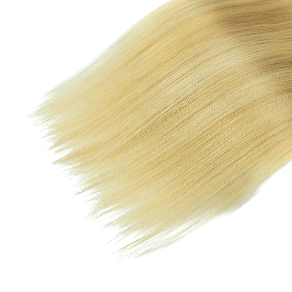 RitzWigs straight honey blonde Remy human hair extension bundle with a smooth texture and machine double weft.