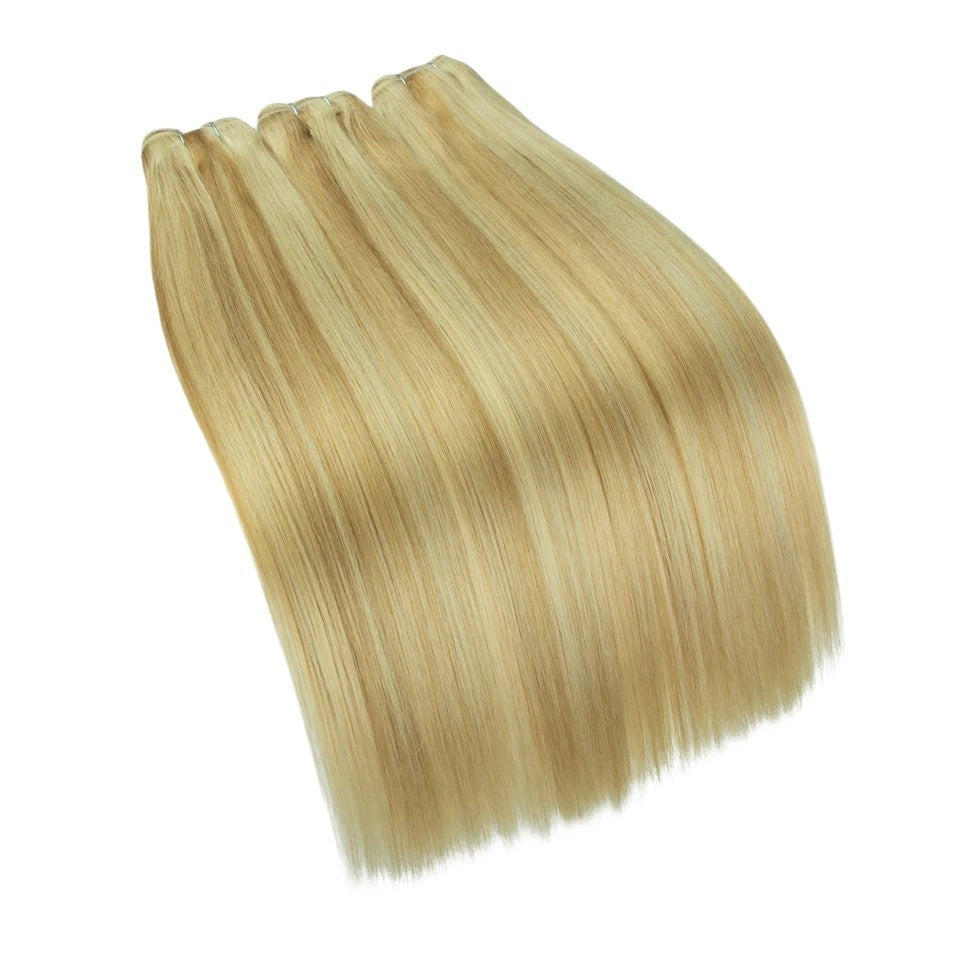 RitzWigs straight honey blonde Remy human hair weave bundles with machine double weft for hair extensions