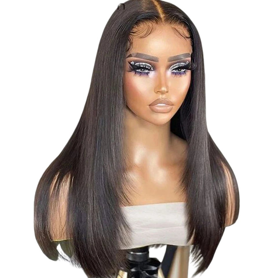 RitzWigs straight human hair lace front wig with pre-plucked hairline and baby hair on a mannequin head