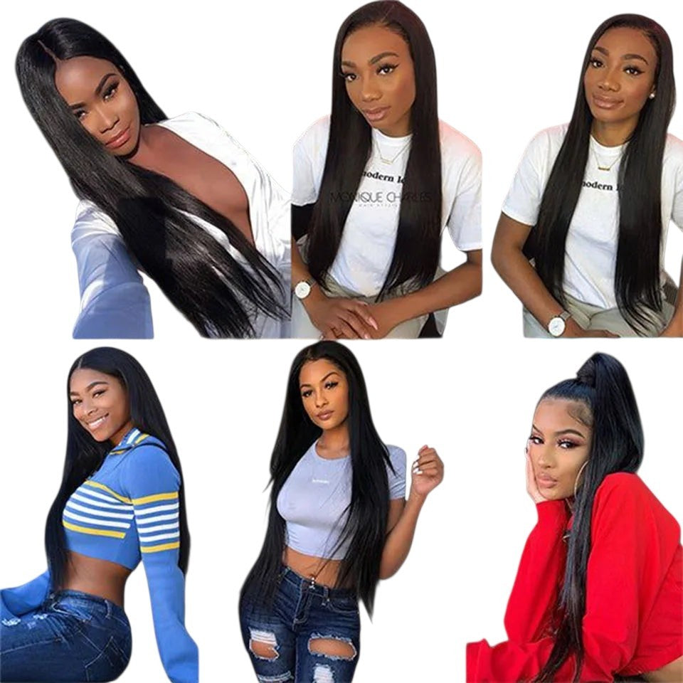 RitzWigs straight human hair lace front wig with 180% density, featuring a natural hairline and baby hair.