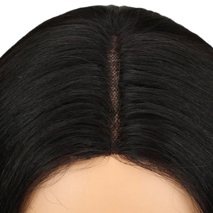 RitzWigs black straight human hair bob wig featuring a natural-looking lace part and realistic scalp detail