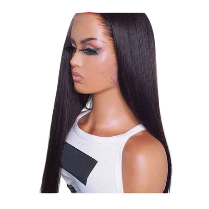 RitzWigs straight human hair T-part lace front wig on a mannequin with a natural pre-plucked hairline