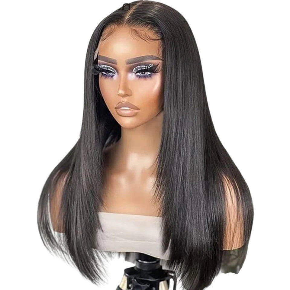 RitzWigs straight human hair lace front wig with pre-plucked hairline on a mannequin head