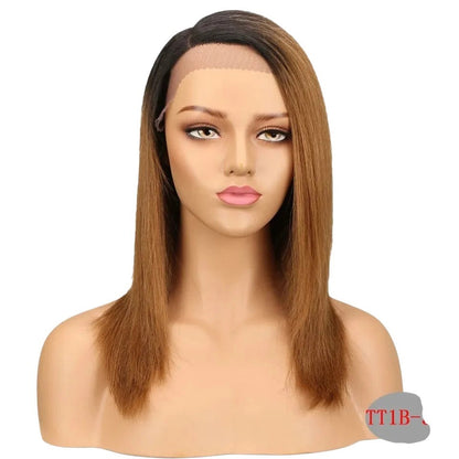 RitzWigs straight ombre bob human hair lace wig with a side part on a mannequin head