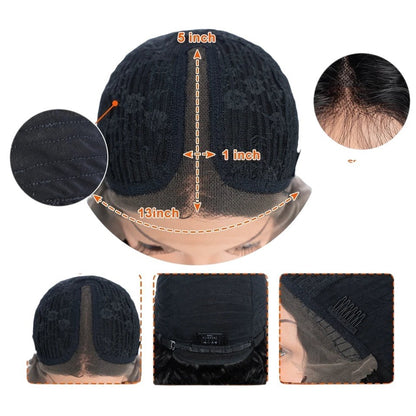 RitzWigs 13x5x1 T-part human hair wig cap construction with transparent Swiss lace and adjustable straps