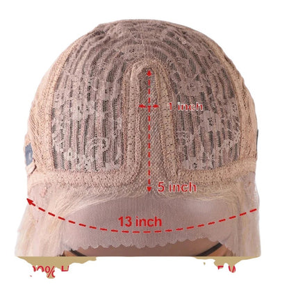 RitzWigs 13x5x1 T-part lace front wig cap construction showing Swiss lace base and dimensions for human hair wig